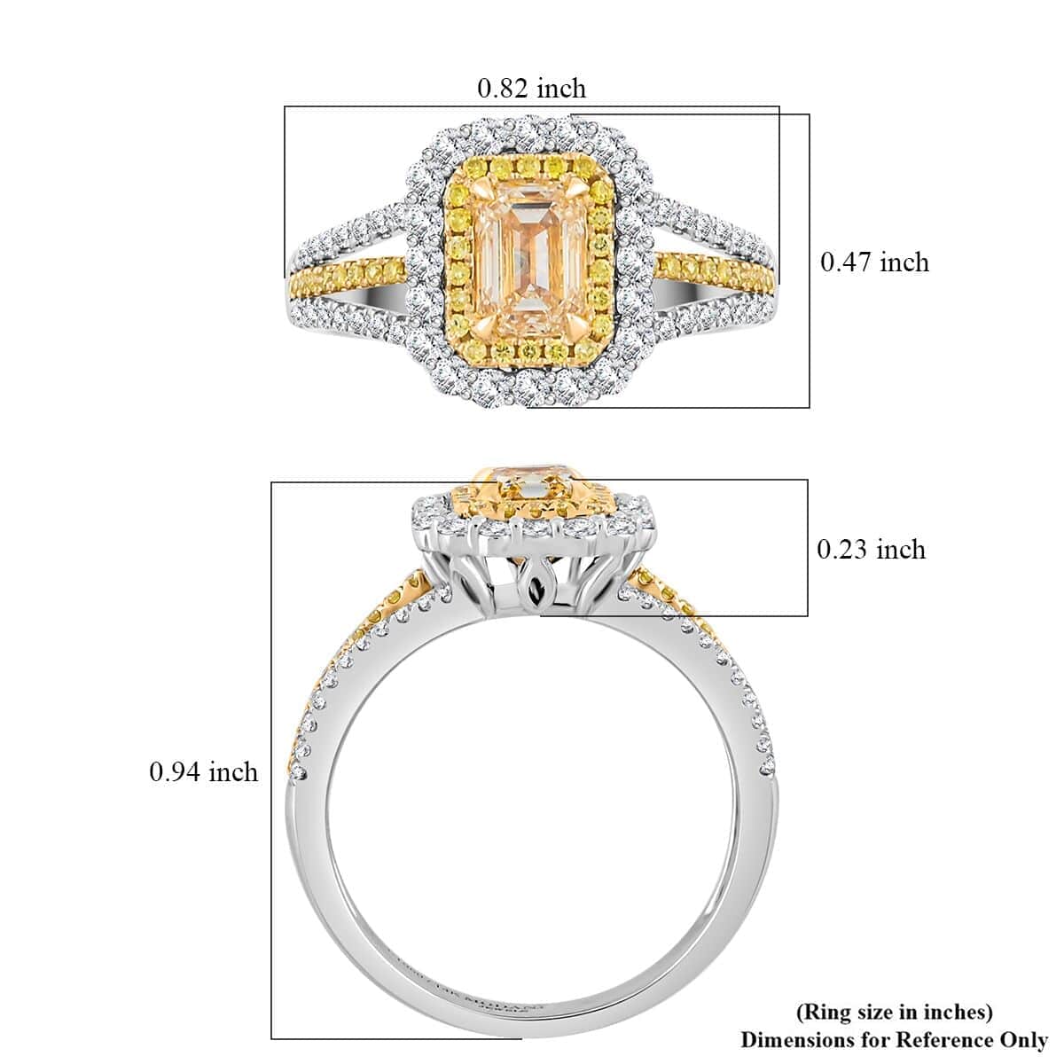 Ankur Treasure Chest Modani 950 Platinum, 14K Yellow Gold Natural Yellow and White Diamond Ring (Size 10.0) (6 g) 1.65 ctw image number 4