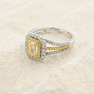 Modani Yellow and White Diamond 1.65 ctw Ring in 950 Platinum and 14K Yellow Gold (Size 12.0) 6 Grams