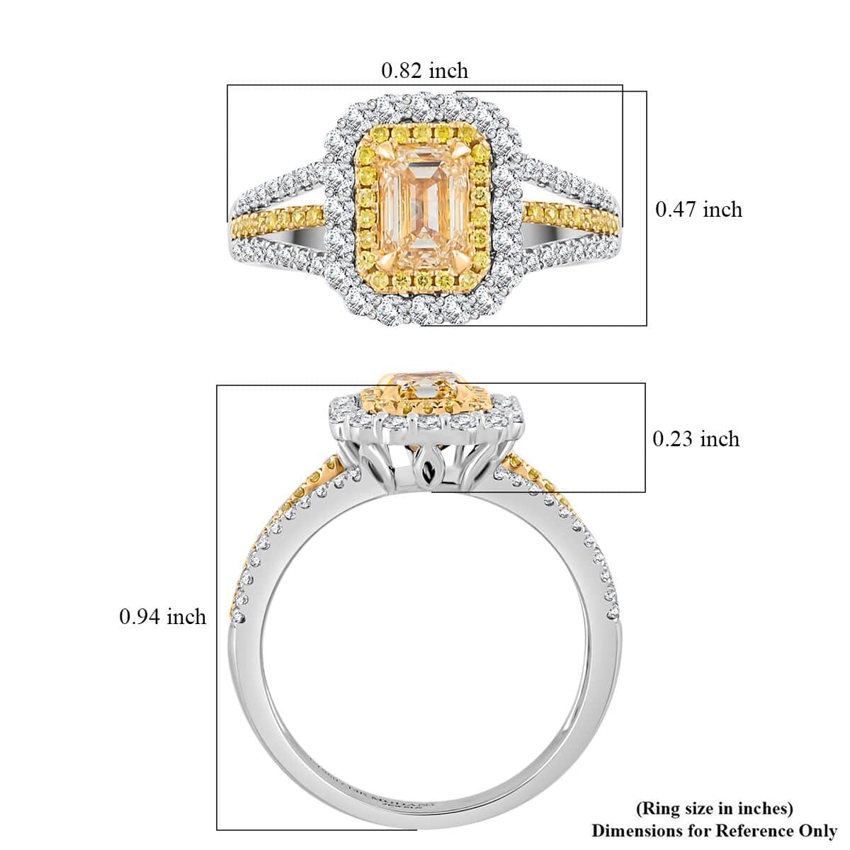 Modani Yellow and White Diamond 1.65 ctw Ring in 950 Platinum and 14K Yellow Gold (Size 4.5) 6 Grams image number 4