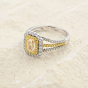 Modani Yellow and White Diamond 1.65 ctw Ring in 950 Platinum and 14K Yellow Gold (Size 5.5) 6 Grams