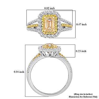 Modani Yellow and White Diamond 1.65 ctw Ring in 950 Platinum and 14K Yellow Gold (Size 6.0) 6 Grams