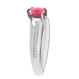 Luxoro Premium Ouro Fino Rubellite and G-H I1 Diamond 1.00 ctw Ring in 14K White Gold (Size 10.0) 4 Grams (Del. in 10-12 Days)