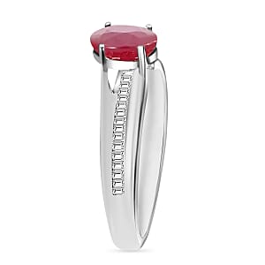 Luxoro Premium Mozambique Ruby and G-H I1 Diamond 1.30 ctw Ring in 14K White Gold (Size 10.0) 4 Grams (Del. in 10-12 Days)