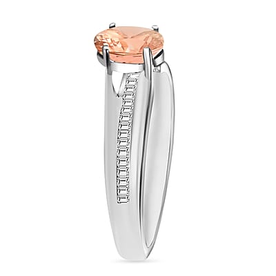 Luxoro Premium Pink Morganite and G-H I1 Diamond 1.05 ctw Ring in 14K White Gold (Size 10) 1 4.5 Grams