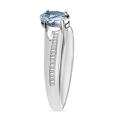Luxoro Premium Mangoro Aquamarine and G-H I1 Diamond 1.05 ctw Ring in 14K White Gold (Size 10) 1 4.5 Grams