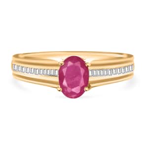 Luxoro Premium Mozambique Ruby and G-H I1 Diamond 1.30 ctw Ring in 14K Yellow Gold (Size 5.5) 4 Grams