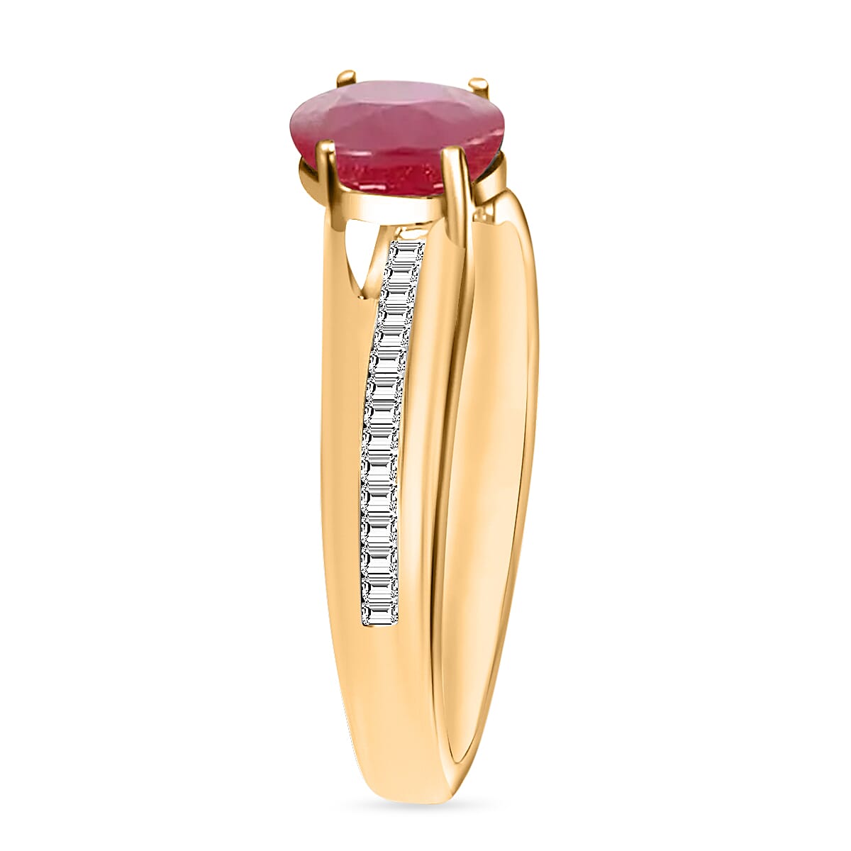 Luxoro Premium Mozambique Ruby and G-H I1 Diamond 1.30 ctw Ring in 14K Yellow Gold (Size 7.0) 4.5 Grams