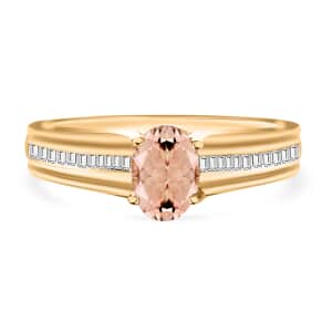 Luxoro Premium Pink Morganite and G-H I1 Diamond 1.05 ctw Ring in 14K Yellow Gold (Size 8.0)