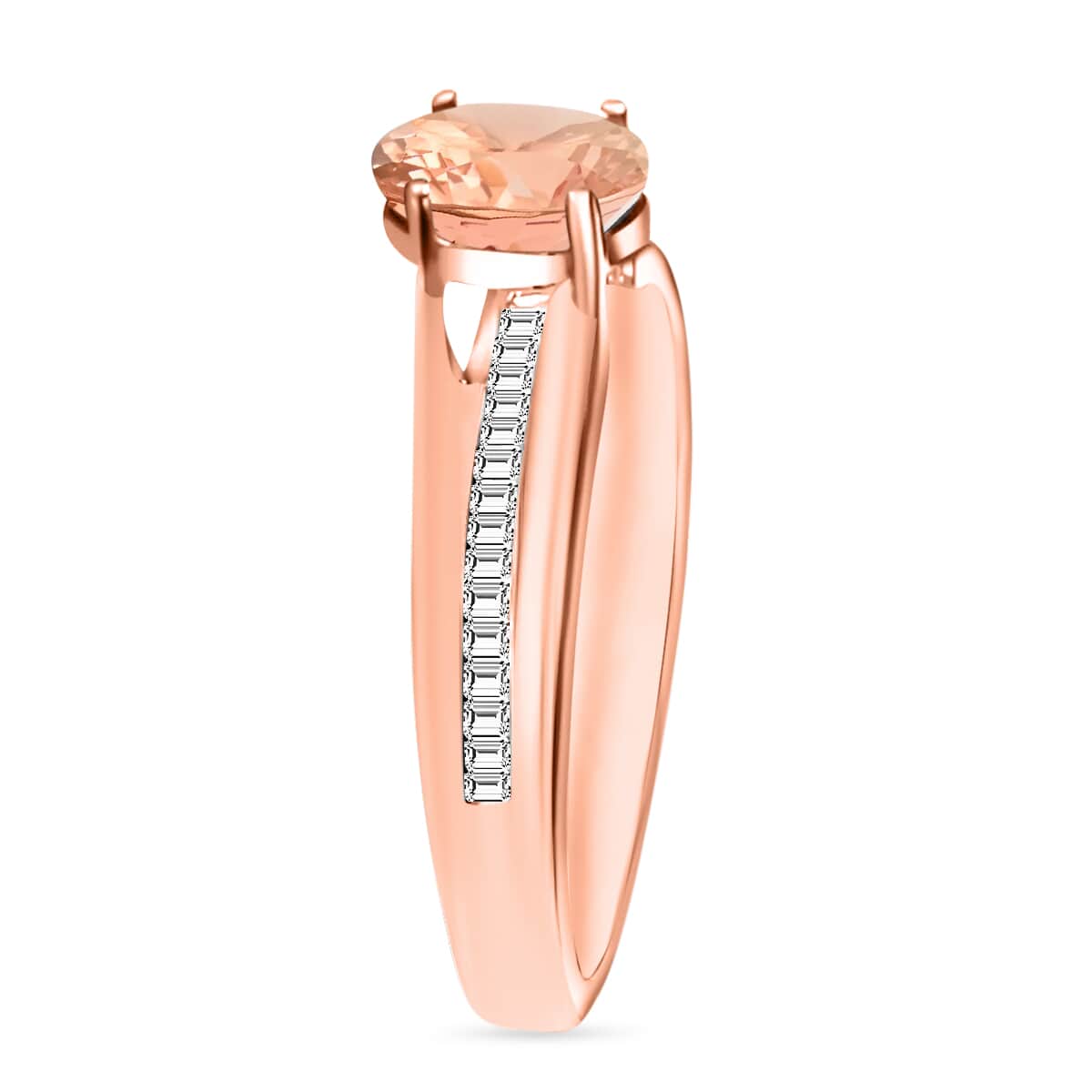 Luxoro Premium Marropino Morganite and G-H I1 Diamond 1.00 ctw Ring in 14K Rose Gold (Size 10.5) 4 Grams image number 2