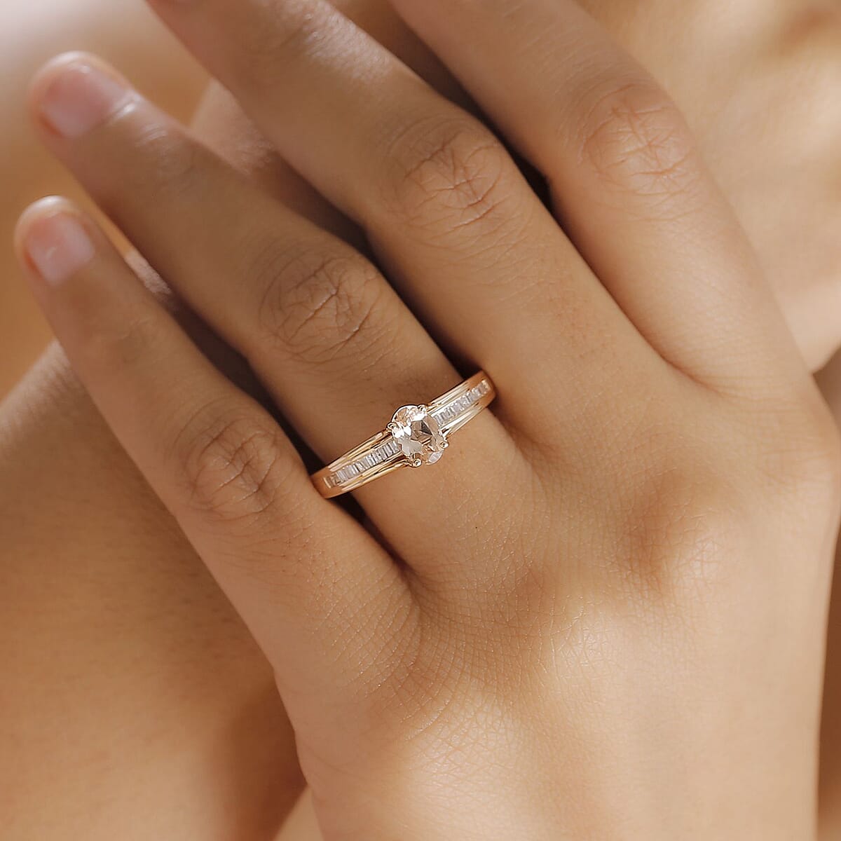 Luxoro Premium Marropino Morganite and G-H I1 Diamond 1.00 ctw Ring in 14K Rose Gold (Size 11.0) 4 Grams (Del. in 10-12 Days) image number 2