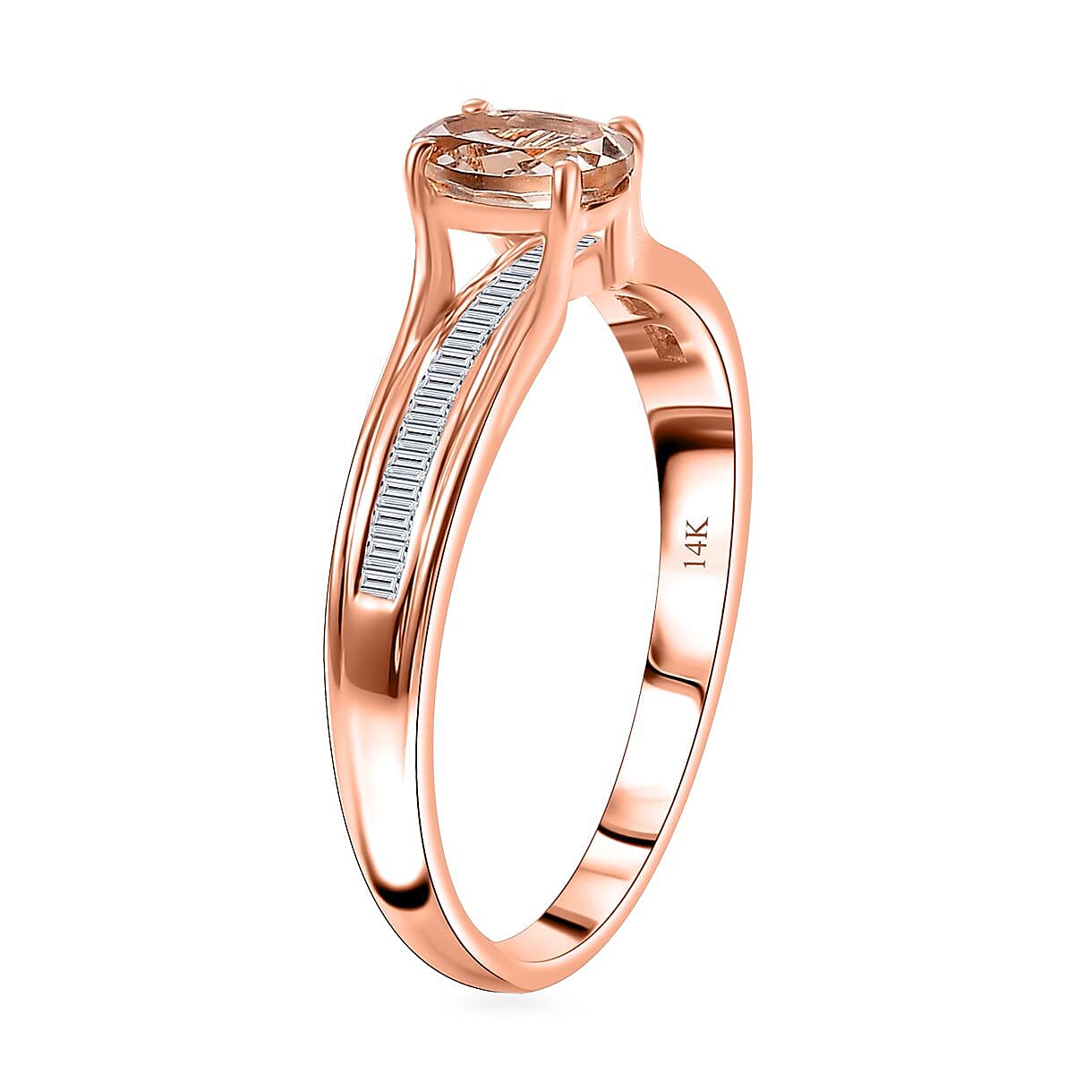 Luxoro Premium Marropino Morganite and G-H I1 Diamond 1.00 ctw Ring in 14K Rose Gold (Size 11.0) 4 Grams (Del. in 10-12 Days) image number 3