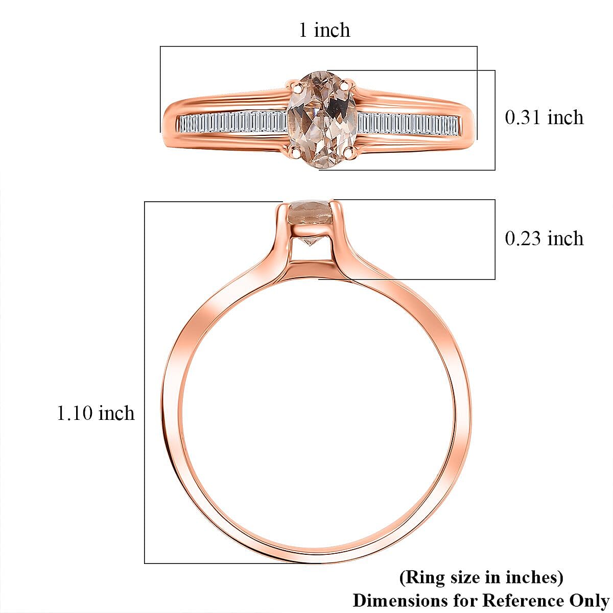 Luxoro Premium Marropino Morganite and G-H I1 Diamond 1.00 ctw Ring in 14K Rose Gold (Size 11.0) 4 Grams (Del. in 10-12 Days) image number 5