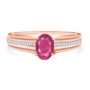 Luxoro Premium Mozambique Ruby and G-H I1 Diamond 1.30 ctw Ring in 14K Rose Gold (Size 10.0) 4 Grams