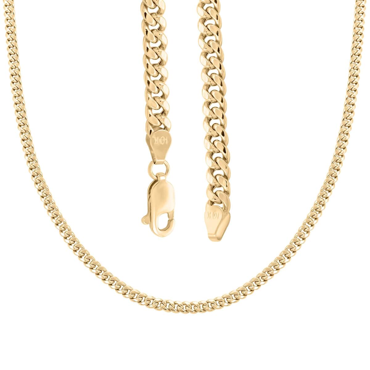 Miami Cuban Chain Necklace in 10K Yellow Gold 22 Inches 6.30 Grams image number 4