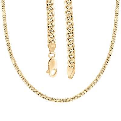 Miami Cuban Chain Necklace in 10K Yellow Gold 22 Inches 6.30 Grams