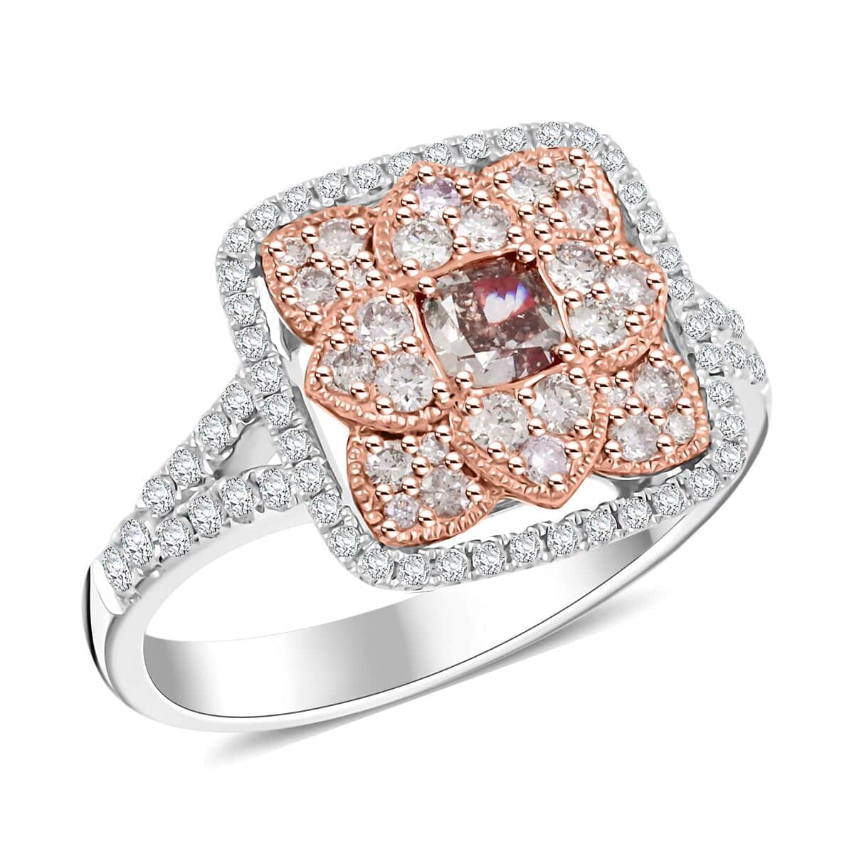 Modani Natural Pink and White Diamond 1.00 ctw Ring in 14K White and Rose Gold (Size 10.0) 4.40 Grams image number 0