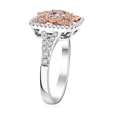 Modani Natural Pink and White Diamond 1.00 ctw Ring in 14K White and Rose Gold (Size 10.0) 4.40 Grams