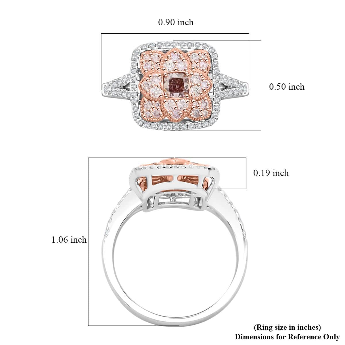 Modani Natural Pink and White Diamond 1.00 ctw Ring in 14K White and Rose Gold (Size 10.0) 4.40 Grams image number 5