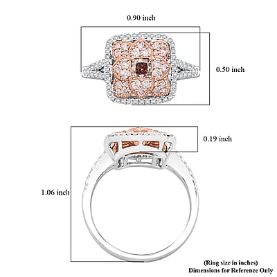 Modani Natural Pink and White Diamond 1.00 ctw Ring in 14K White and Rose Gold (Size 10.0) 4.40 Grams