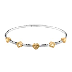 Modani Natural Yellow and White Diamond 1.20 ctw Bangle Bracelet in 14K White and Yellow Gold 7.25 Grams (7.00 In)