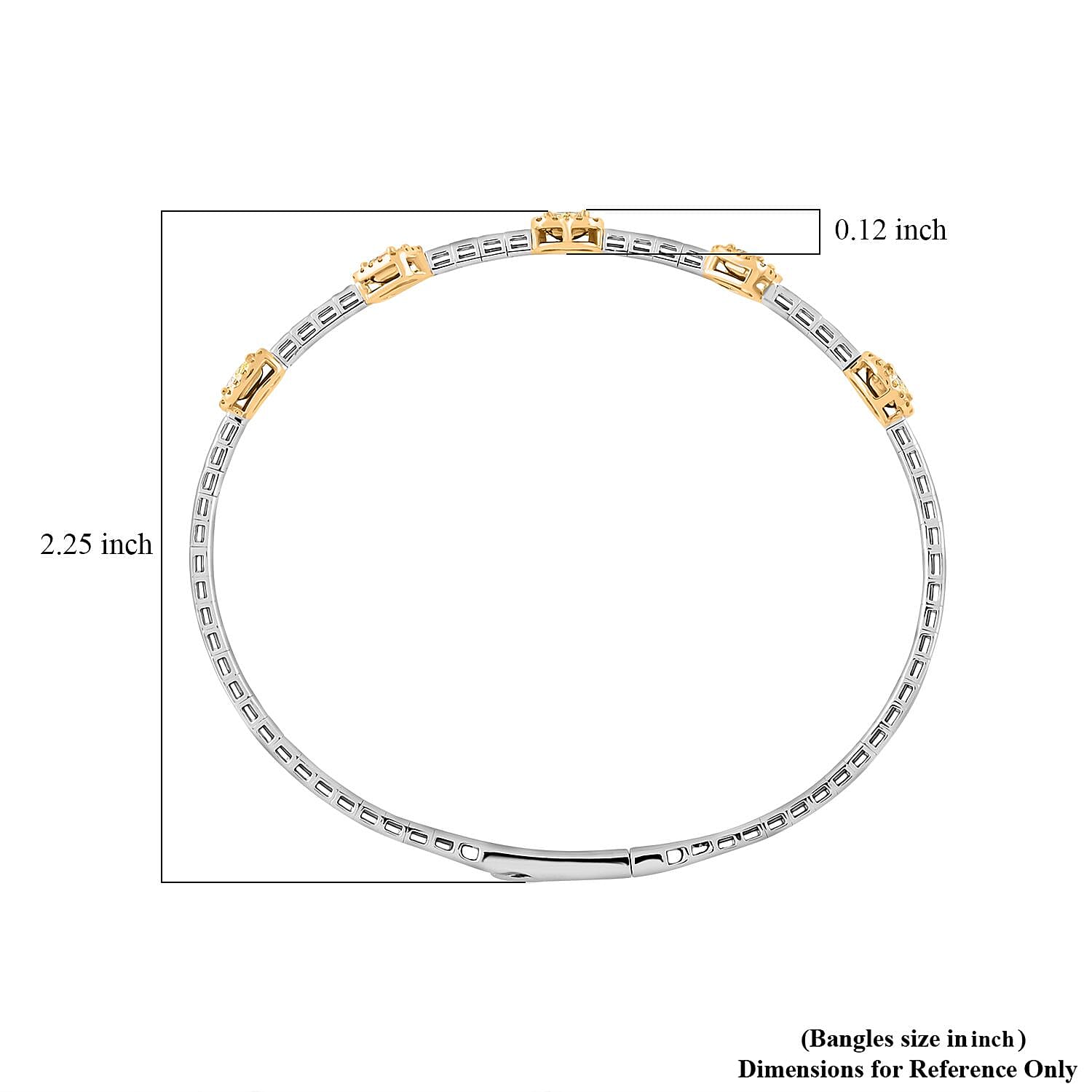  Modani Natural Yellow and White Diamond 1.20 ctw Bangle Bracelet in 14K White and Yellow Gold 7.25 Grams (7.00 In)
