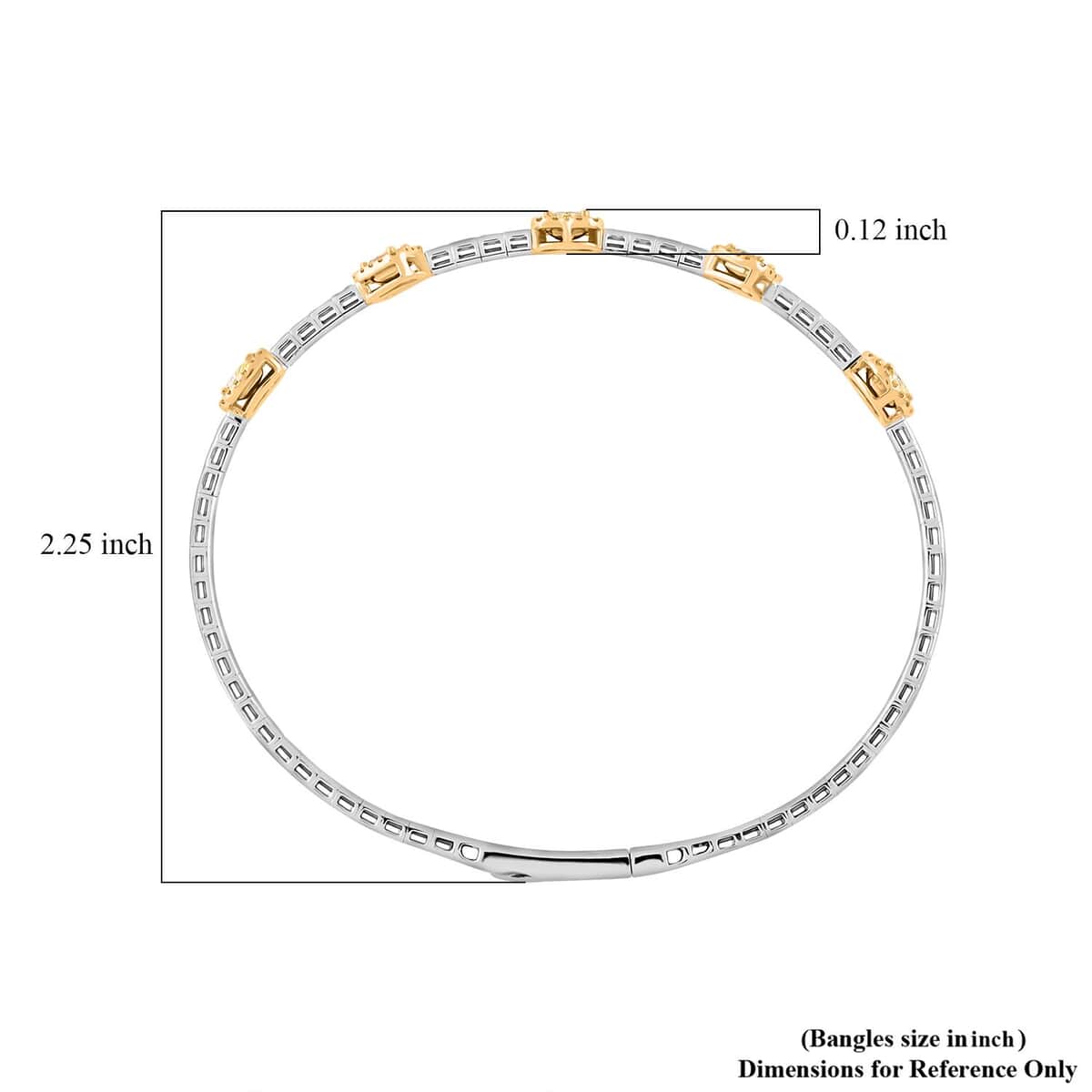 Modani Natural Yellow and White Diamond 1.20 ctw Bangle Bracelet in 14K White and Yellow Gold 7.25 Grams (7.00 In) image number 4