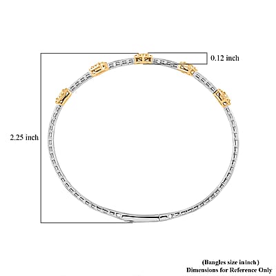  Modani Natural Yellow and White Diamond 1.20 ctw Bangle Bracelet in 14K White and Yellow Gold 7.25 Grams (7.00 In)