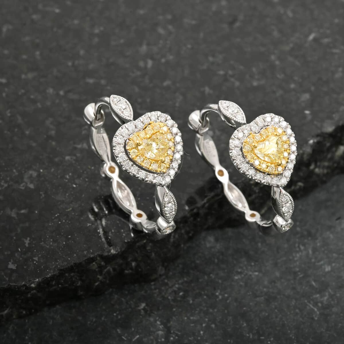 Modani Natural Yellow and White Diamond 0.65 ctw Earrings in 14K White and Yellow Gold image number 1