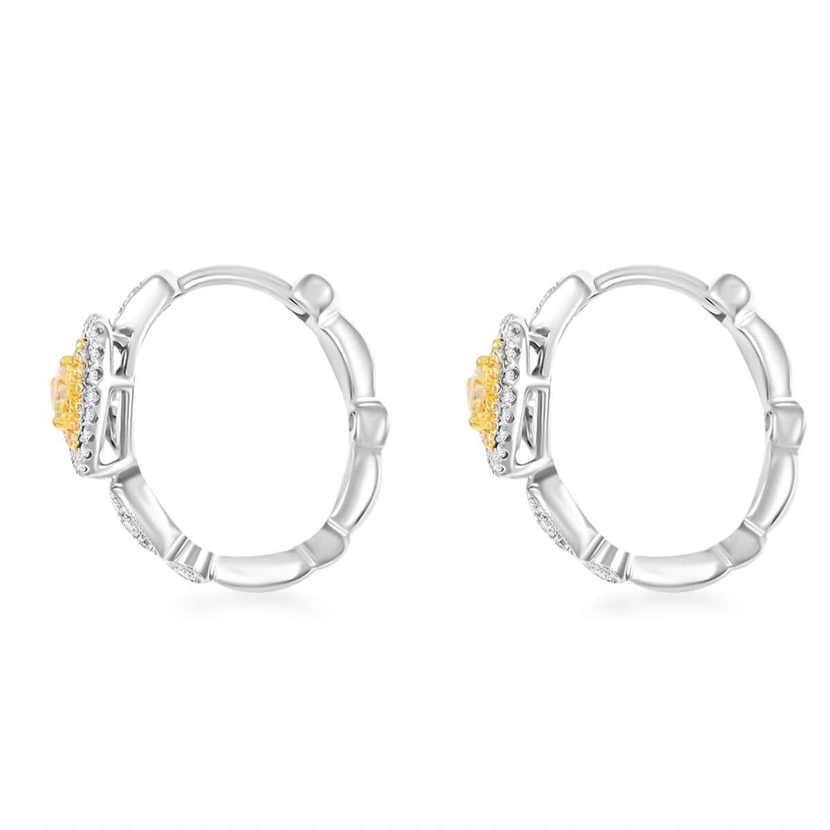 Modani Natural Yellow and White Diamond 0.65 ctw Earrings in 14K White and Yellow Gold image number 3