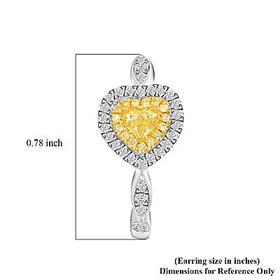 Modani Natural Yellow and White Diamond 0.65 ctw Earrings in 14K White and Yellow Gold