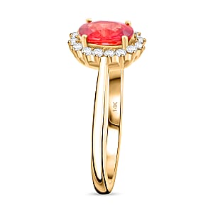 Certified and Appraised Luxoro AAA Songea Sapphire and G-H I2 Diamond 1.75 ctw Sunburst Ring in 14K Yellow Gold (Size 7.0)