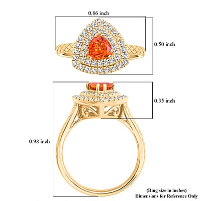Luxoro AAA Songea Sapphire and G-H I2 Diamond 1.50 ctw Double Halo Ring in 14K Yellow Gold (Size 6.0) 5.25 Grams