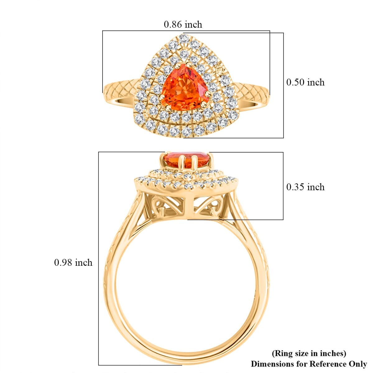 Luxoro 14K Yellow Gold AAA Songea Sapphire, Diamond (G-H, I2) (0.41 cts) Double Halo Ring (Size 8.5) (5.25 g) 1.50 ctw image number 4