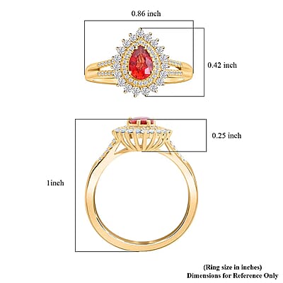 Certified and Appraised Luxoro AAA Red Sapphire and G-H I2 Diamond 1.35 ctw Cocktail Ring in 14K Yellow Gold (Size 12.0) 4.25 Grams