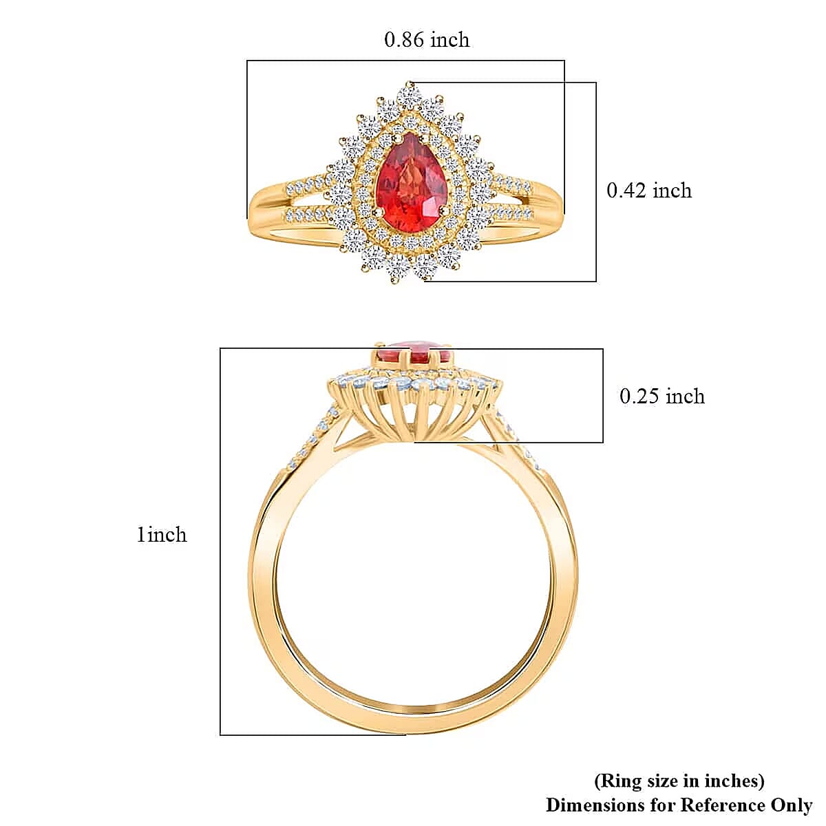 Certified and Appraised Luxoro AAA Red Sapphire and G-H I2 Diamond 1.35 ctw Cocktail Ring in 14K Yellow Gold (Size 5.5) 4.25 Grams image number 5