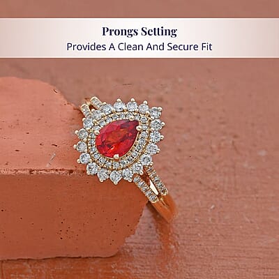 Certified and Appraised Luxoro AAA Red Sapphire and G-H I2 Diamond 1.35 ctw Cocktail Ring in 14K Yellow Gold (Size 7.0) 4.25 Grams