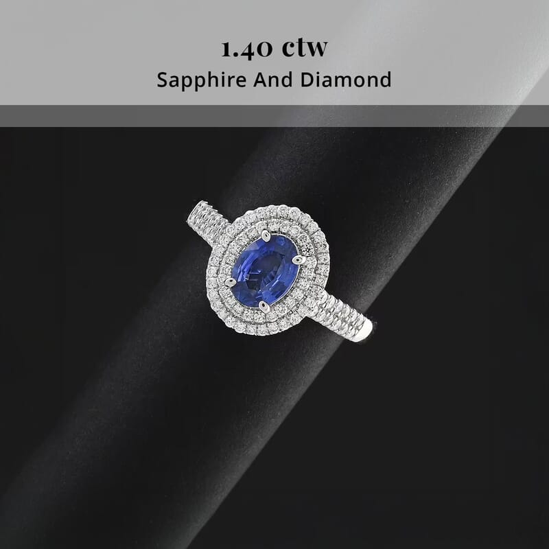 Rhapsody AAAA Ceylon Blue Sapphire and E-F VS Diamond 1.40 ctw Ring in 950 Platinum (Size 10.0) 5.15 Grams