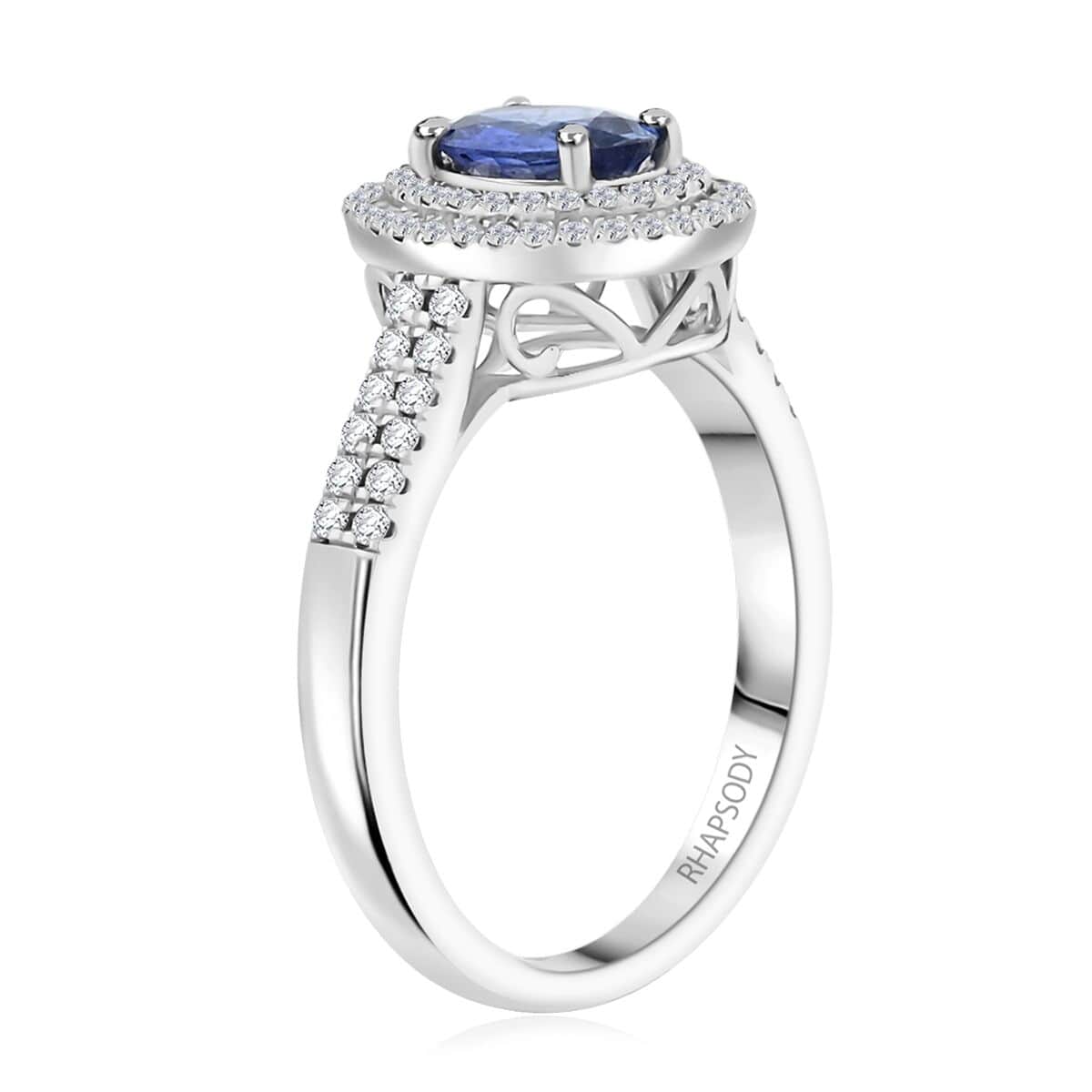 Labour Day Doorbuster Deal Certified & Appraised Rhapsody 950 Platinum AAAA Ceylon Blue Sapphire, Diamond (E-F, VS) (0.34 cts) Ring (Size 10.0) (5.15 g) (Del. in 15-20 Days) 1.40 ctw image number 3