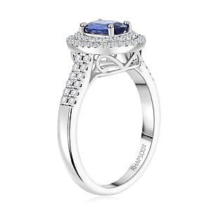 Rhapsody AAAA Ceylon Blue Sapphire and E-F VS Diamond 1.40 ctw Ring in 950 Platinum (Size 10.0) 5.15 Grams