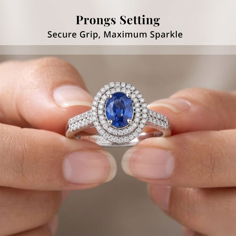 Rhapsody AAAA Ceylon Blue Sapphire and E-F VS Diamond 1.40 ctw Ring in 950 Platinum (Size 10.0) 5.15 Grams