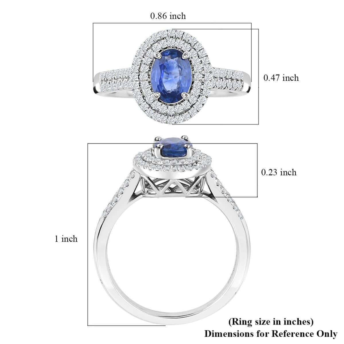 Labour Day Doorbuster Deal Certified & Appraised Rhapsody 950 Platinum AAAA Ceylon Blue Sapphire, Diamond (E-F, VS) (0.34 cts) Ring (Size 10.0) (5.15 g) (Del. in 15-20 Days) 1.40 ctw image number 5