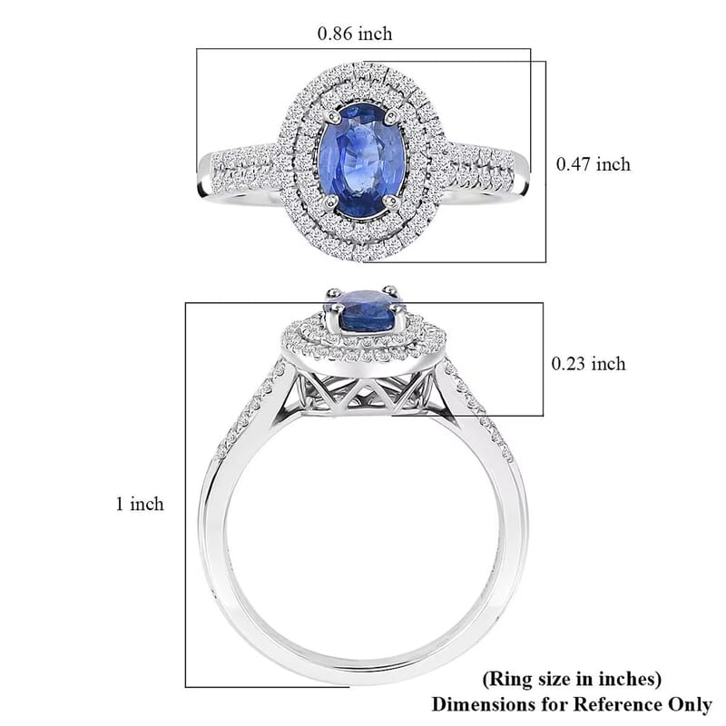 Rhapsody AAAA Ceylon Blue Sapphire and E-F VS Diamond 1.40 ctw Ring in 950 Platinum (Size 10.0) 5.15 Grams