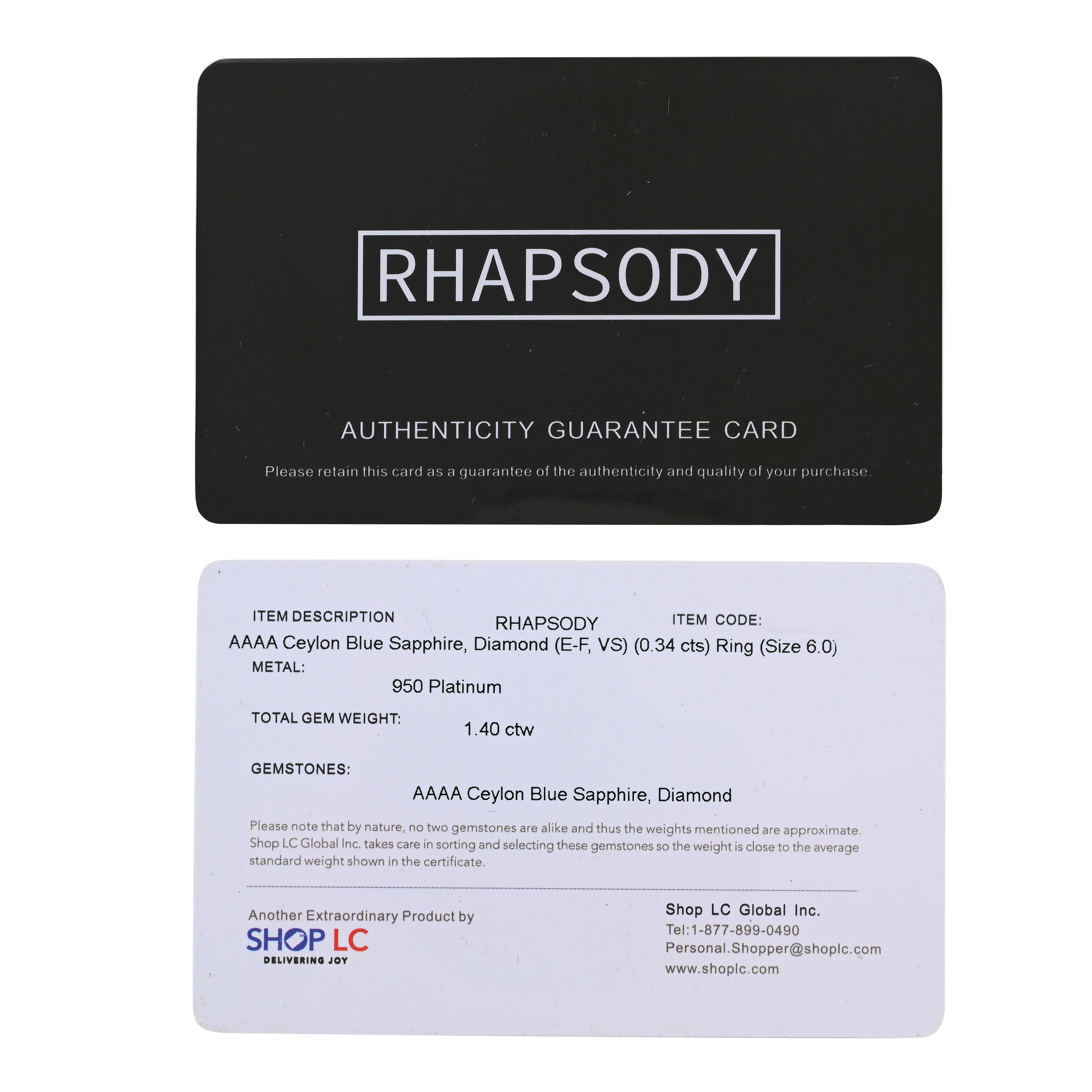 Rhapsody AAAA Ceylon Blue Sapphire and E-F VS Diamond 1.40 ctw Ring in 950 Platinum (Size 10.0) 5.15 Grams