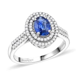 Rhapsody AAAA Ceylon Blue Sapphire and E-F VS Diamond 1.40 ctw Ring in 950 Platinum (Size 6.0) 5.15 Grams