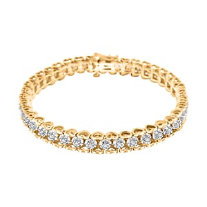 NY Closeout White Diamond 1.00 ctw Bracelet in 14K YG and Rhodium Over Sterling Silver (7.00 In)