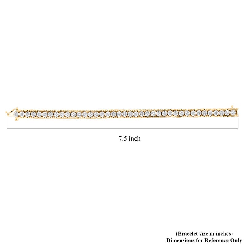 NY Closeout White Diamond 1.00 ctw Bracelet in 14K YG and Rhodium Over Sterling Silver (7.00 In)