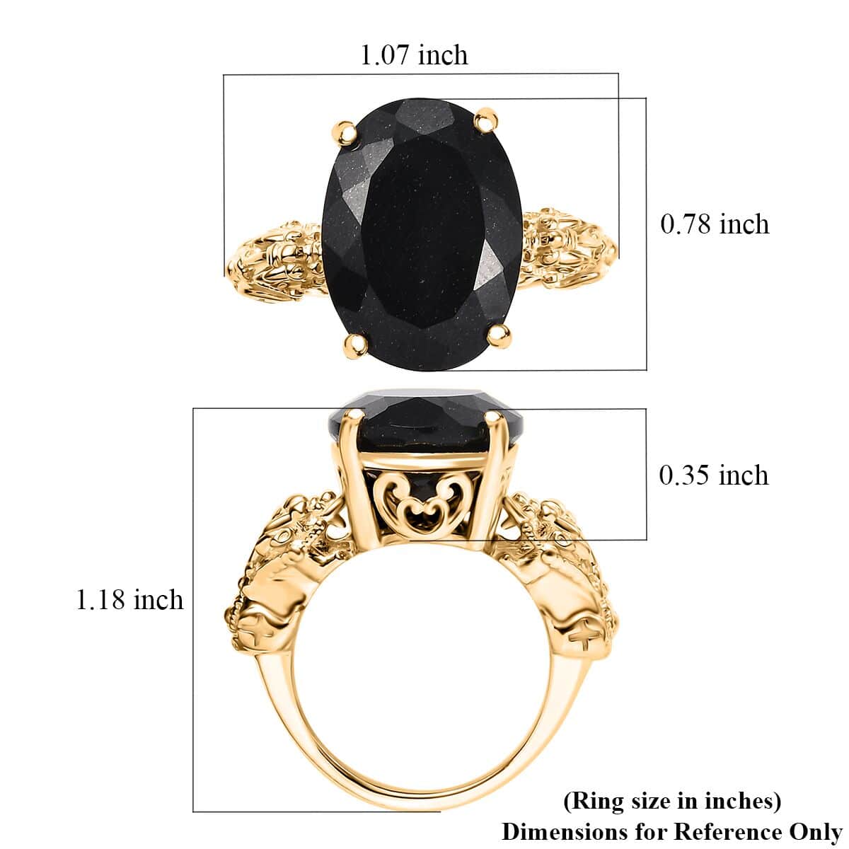 California Black Jade 12.50 ctw Pixiu Ring in 18K Vermeil Yellow Gold Over Sterling Silver (Size 6.0)  image number 5