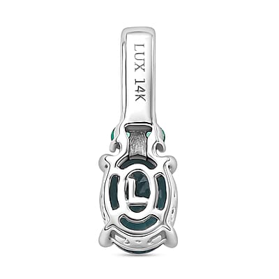 Luxoro AAA Monte Belo Indicolite, Premium Boyaca Colombian Emerald, Diamond I2 1.45 ctw Ocean Garden Pendant without Chain in 14K White Gold
