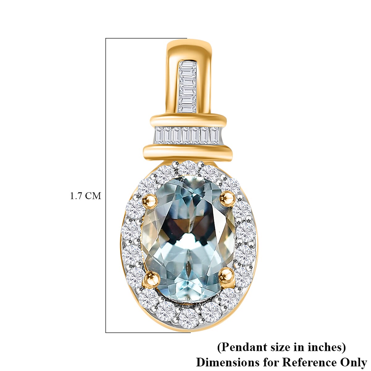 Luxoro Premium Mangoro Aquamarine and G-H I1 Diamond 1.00 ctw Pendant without Chain in 14K Yellow Gold image number 5
