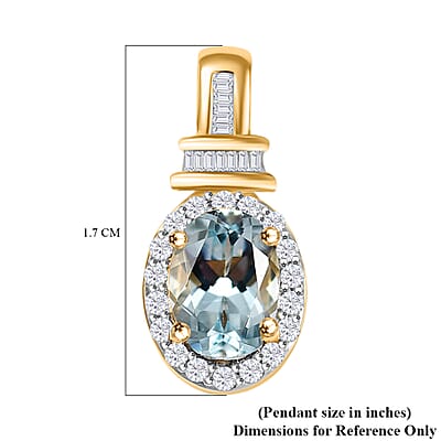 Luxoro Premium Mangoro Aquamarine and G-H I1 Diamond 1.00 ctw Pendant without Chain in 14K Yellow Gold